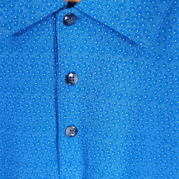 Tiger Woods Polo Shirt Men's XXL Blue White Geometric Polka Dot Short Sleeve - Picture 3 of 9